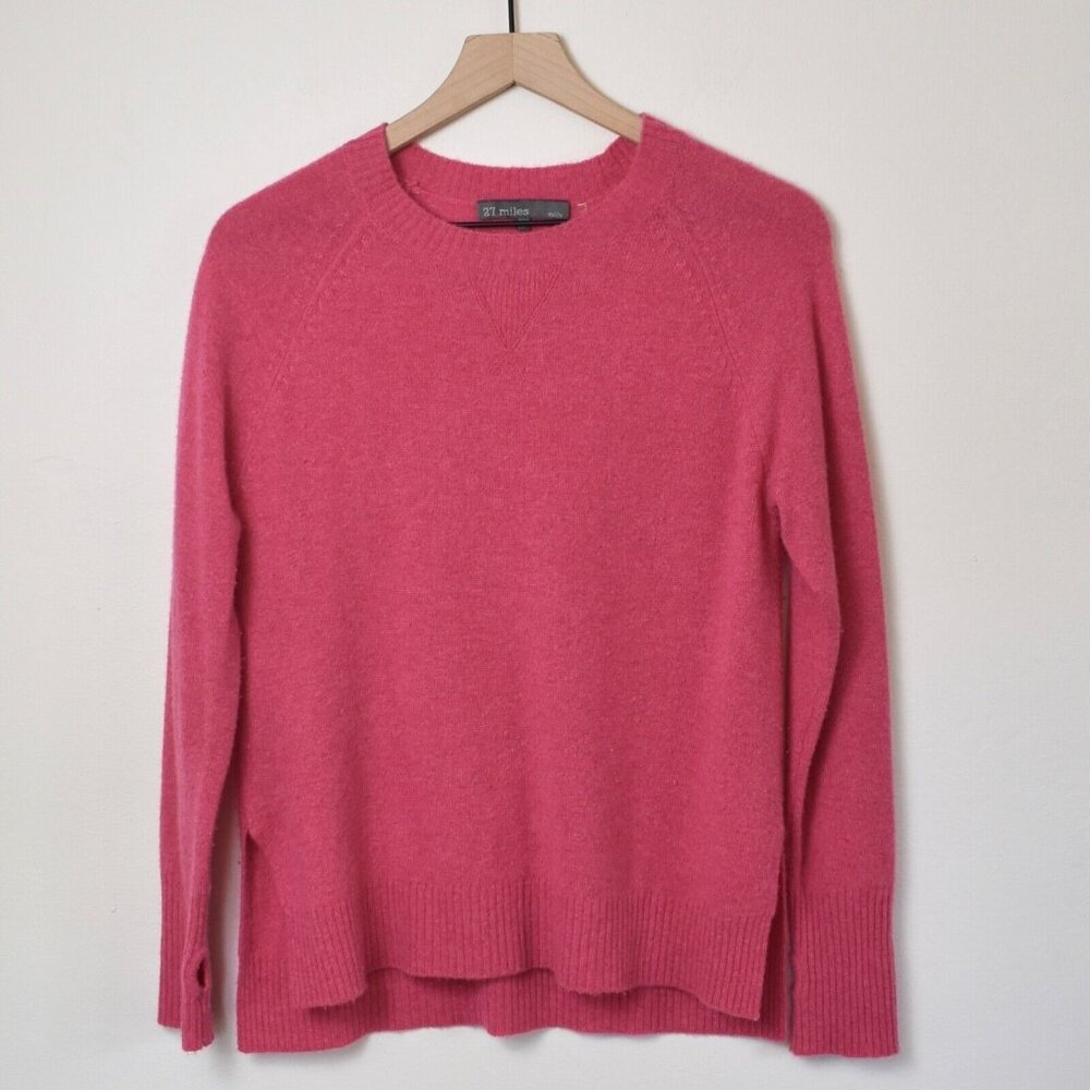 27 MILES MALIBU Cashmere Crewneck Thumb Hole Sweater Pink